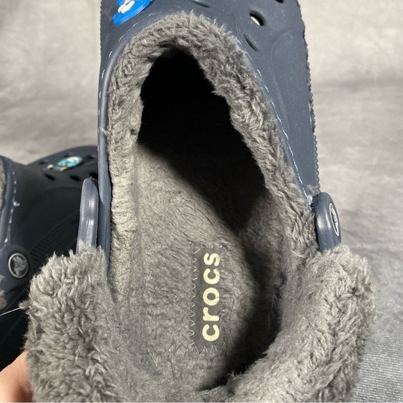 CROCS Clog Shoes Unisex Blue Mens 9 Womens 11 Fleece Lined Back Strap - Picture 11 of 11